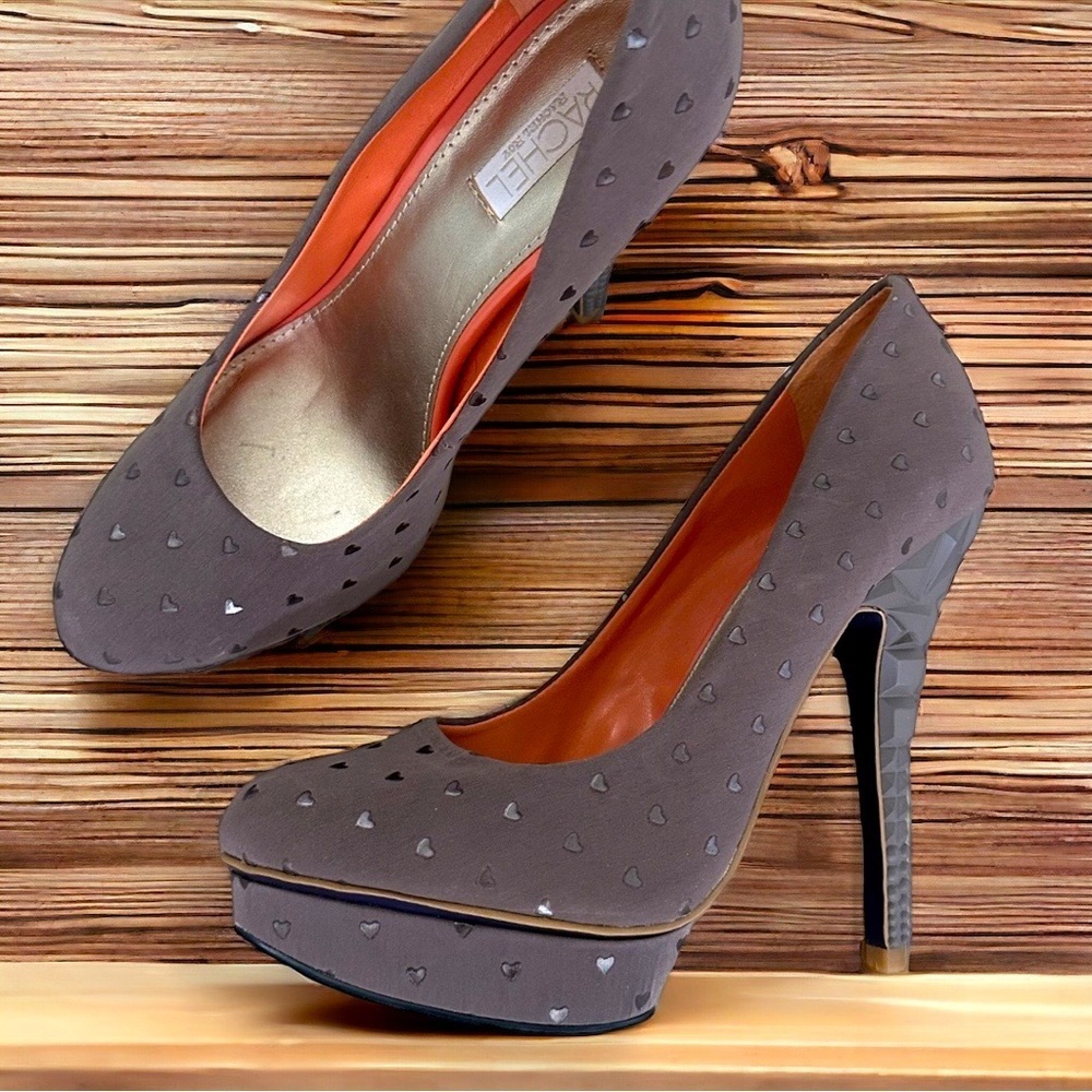 Rachel Roy Keedan Heart Print Sculpted Platform Stiletto Heels Size 7.5 Women’s